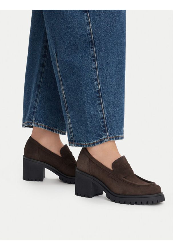 Badura Loafersy GATE-25820LM Brązowy ciemny. Kolor: brązowy. Materiał: skóra, zamsz