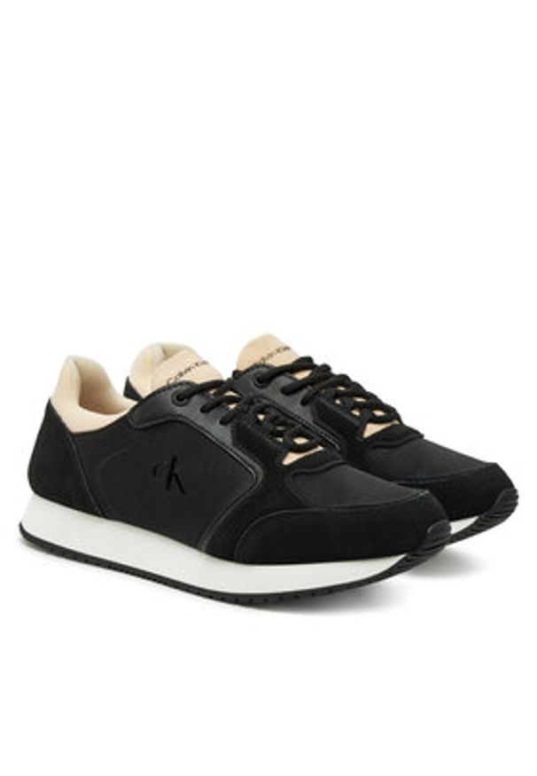 Calvin Klein Jeans Sneakersy Runner Laceup Low Mg Media YW0YW01644 Czarny. Kolor: czarny. Materiał: materiał