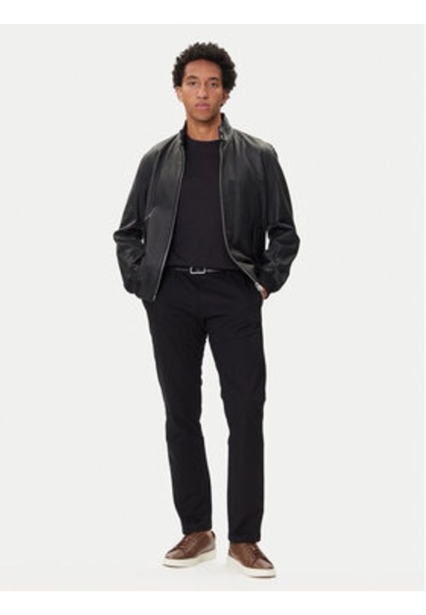 BOSS Kurtka skórzana H-Moiner 50543899 Czarny Regular Fit. Kolor: czarny. Materiał: skóra