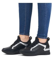 Rieker Sneakersy N4379-01 Czarny. Kolor: czarny. Materiał: skóra