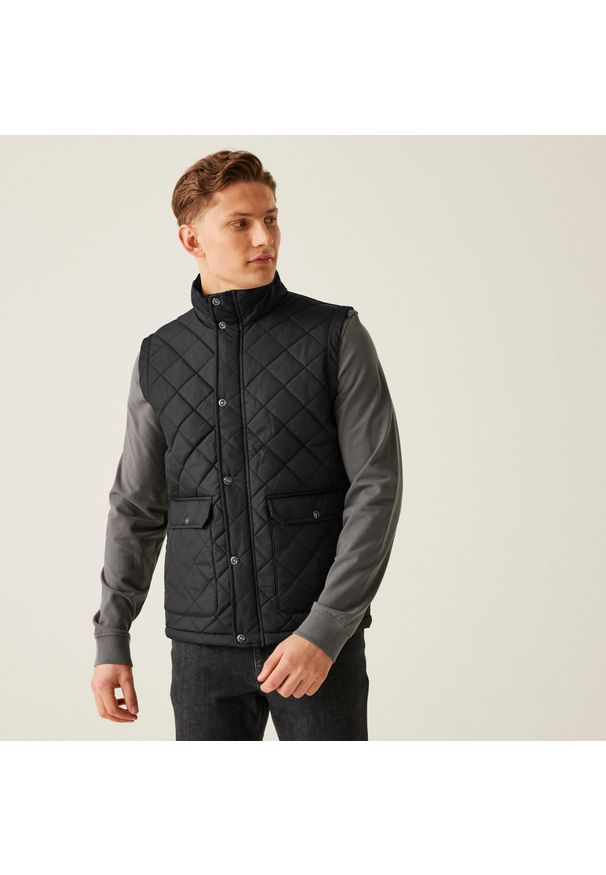 Regatta - Kamizelka robocza męska Tyler. Kolekcja: moda ciążowa. Kolor: czarny. Długość rękawa: bez rękawów. Sport: turystyka piesza