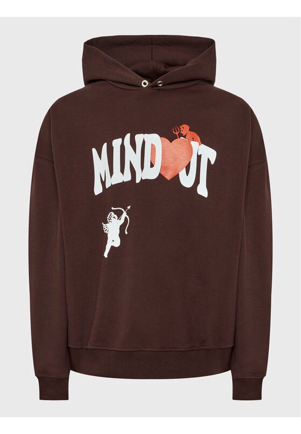 Mindout Bluza Unisex Heart Brązowy Oversize. Kolor: brązowy. Materiał: bawełna