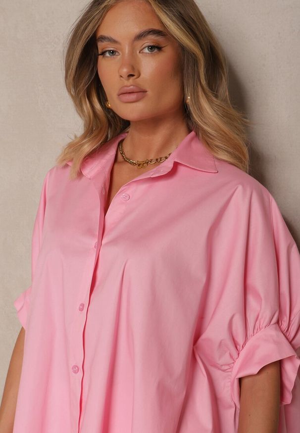 Renee - Różowa Koszula z Bawełny Oversize Zienessa. Okazja: na co dzień. Kolor: różowy. Materiał: bawełna. Styl: elegancki, casual