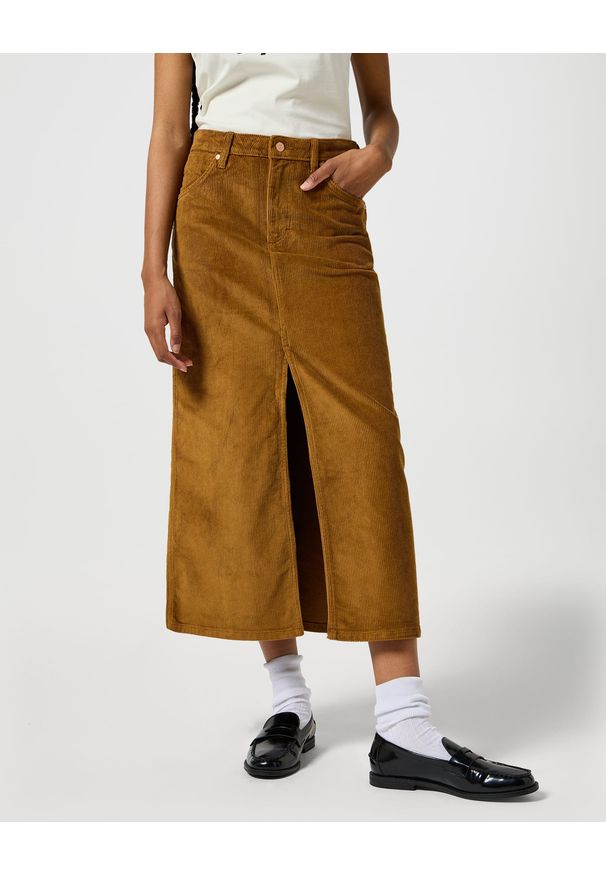 Wrangler - WRANGLER DAMSKIE SPÓDNICE SZTRUKSOWA WRANGLER CORDUROY MAXI COGNAC 112356436. Materiał: sztruks