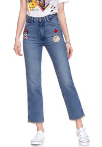 Wrangler - WRANGLER RETRO STRAIGHT BURNING GIRL W238GF11X 112127870. Wzór: aplikacja. Styl: retro