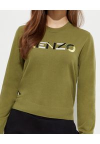 Kenzo - KENZO - Zielona bluza z logo. Kolor: zielony. Materiał: bawełna. Długość rękawa: długi rękaw. Długość: długie. Wzór: kolorowy #2