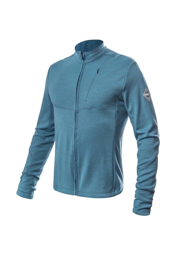 SENSOR - Męska koszulka Baselayer Merino Upper z długim rękawem i zamkiem błyskawicznym. Kolor: niebieski. Materiał: wełna, materiał. Długość rękawa: długi rękaw. Długość: długie. Sport: turystyka piesza