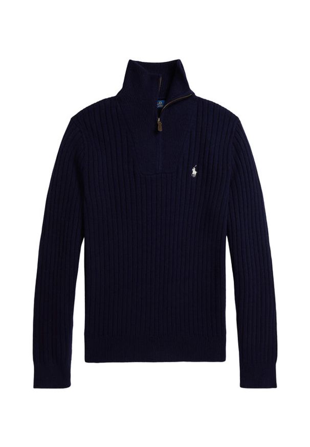 Polo Ralph Lauren Sweter 710974167001 Granatowy Regular Fit. Typ kołnierza: polo. Kolor: niebieski. Materiał: wełna