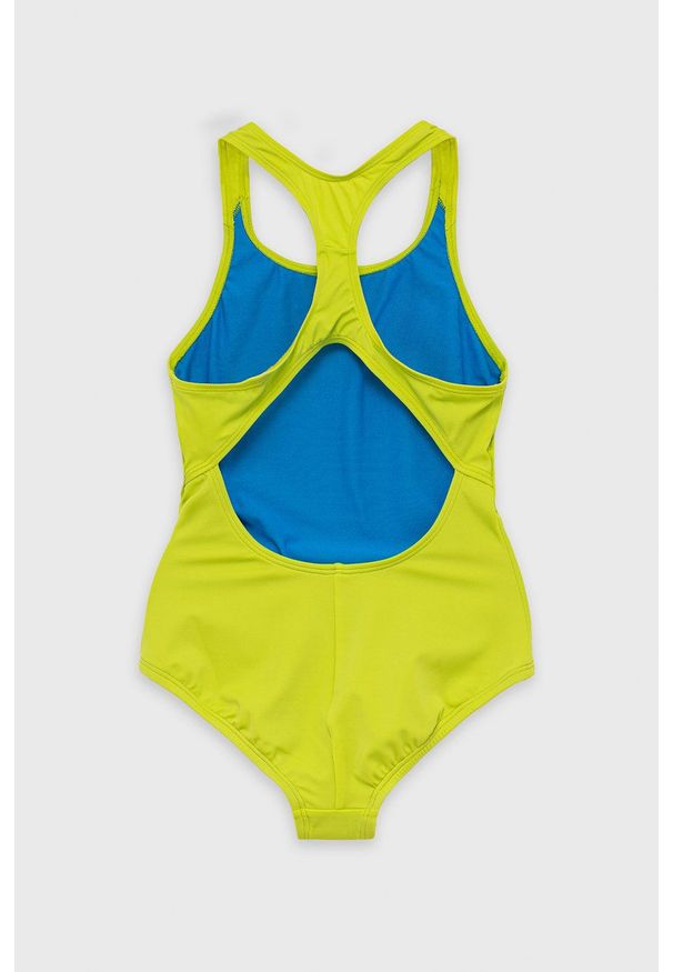 Nike Kids strój kąpielowy dziecięcy kolor zielony. Kolor: zielony. Materiał: materiał, dzianina. Rodzaj stanika: odpinane ramiączka