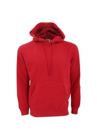 SG - Męska Gładka Bluza Sportowa Przez Głowę Kaptur. Kolor: czerwony. Wzór: gładki