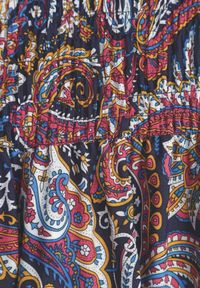 Renee - Granatowe Spodnie Culottes z Bawełnianej Tkaniny Ozdobione Wzorem Paisley Gwinamas. Okazja: do pracy. Kolor: niebieski. Materiał: tkanina, bawełna. Wzór: aplikacja, paisley. Styl: wakacyjny #7