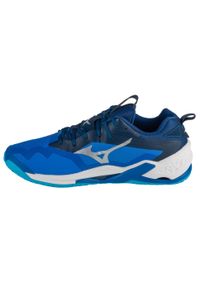 Buty halowe Mizuno Wave Stealth Neo. Kolor: niebieski, wielokolorowy, biały. Model: Mizuno Wave