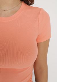 Born2be - Pomarańczowy Bawełniany T-shirt Elastyczny Lireanne. Kolor: pomarańczowy. Materiał: bawełna