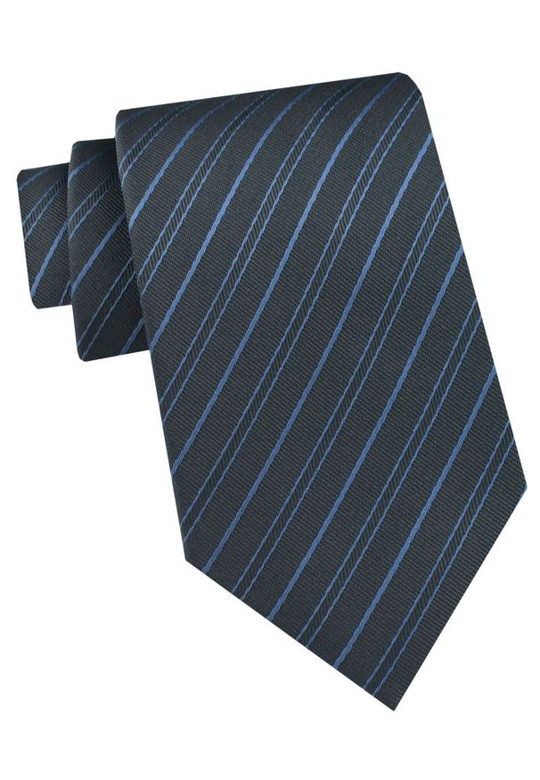 Krawat Męski - Angelo di Monti - Antracyt w Niebieskie Paski. Kolor: niebieski. Materiał: tkanina. Wzór: paski. Styl: elegancki, wizytowy