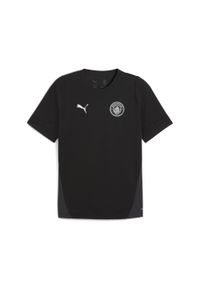 Puma - Męska koszulka treningowa Manchester City PUMA Black Silver Metallic. Kolor: czarny, szary, wielokolorowy. Sport: piłka nożna