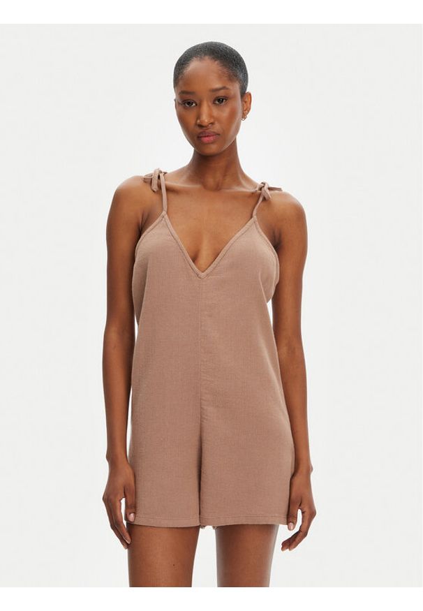 Roxy Kombinezon Sunrise And Sunset ERJX603456 Brązowy Regular Fit. Kolor: brązowy. Materiał: bawełna