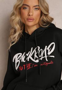 Renee - Czarna Bluza z Kapturem i Ściągaczami oraz Kieszenią Paili. Typ kołnierza: kaptur. Kolor: czarny. Materiał: polar. Wzór: nadruk #5