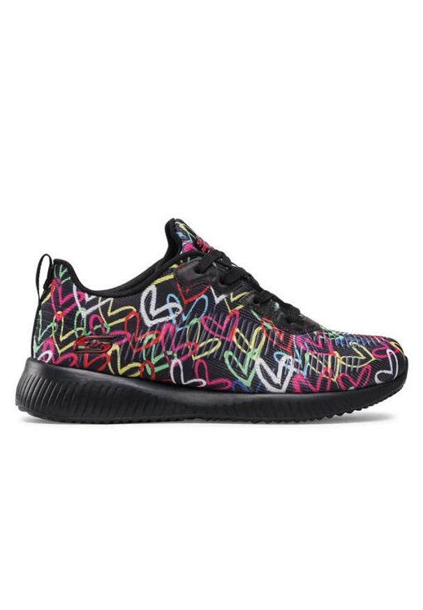 skechers - Buty na co dzień damskie SKECHERS BOBS SQUAD sportowe ozdobne. Okazja: na co dzień. Kolor: czarny. Wzór: aplikacja