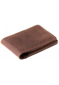 Skórzany cienki portfel slim wallet BRODRENE SW02DB ciemnobrązowy. Kolor: brązowy. Materiał: skóra #1