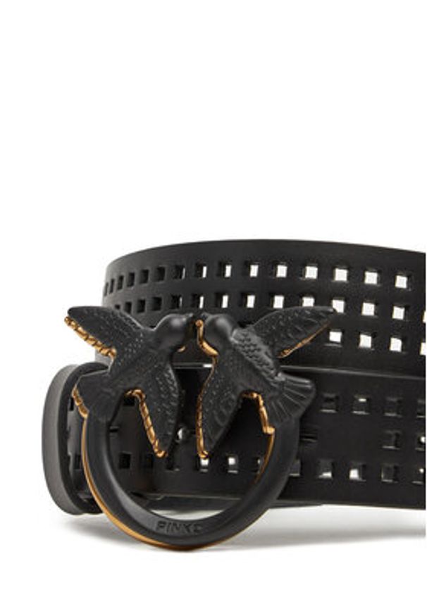 Pinko - PINKO Pasek Damski Love Berry H3 Belt PE 25 PLT01 100125 A11W Czarny. Kolor: czarny. Materiał: skóra