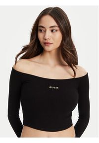 Guess Bluzka V5YP07 K8RT2 Czarny Regular Fit. Kolor: czarny. Materiał: wiskoza