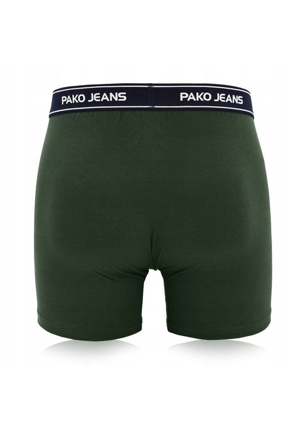 Bawełniane, Klasyczne Bokserki Męskie - Pako Jeans - Ciemnozielone. Kolor: zielony. Materiał: elastan, bawełna