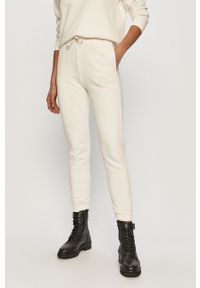 Pinko - Spodnie. Kolor: biały. Materiał: bawełna, dzianina. Wzór: gładki #1