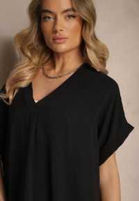 Renee - Czarny Bawełniany Komplet Spodnie o Szerokim Kroju i T-shirt Oversize Seltebis. Kolor: czarny. Materiał: bawełna. Wzór: aplikacja, gładki, kolorowy #5
