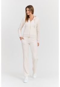 Juicy Couture - JUICY COUTURE Damskie beżowe dresowe spodnie Del Ray Gold HW, Rozmiar M. Kolor: beżowy. Materiał: dresówka. Długość: długie #4