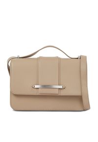 Calvin Klein Torebka Bar Hardware Shoulder Bag K60K611045 Beżowy. Kolor: beżowy. Materiał: skórzane #1