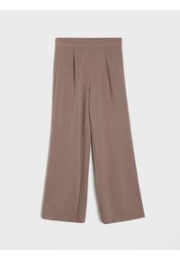 Sinsay - Spodnie wide leg z dzianiny scuba - brązowy. Kolor: brązowy. Materiał: dzianina #1
