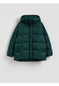 Reserved - Puchowa kurtka z kapturem - morski. Typ kołnierza: kaptur. Kolor: morski. Materiał: puch