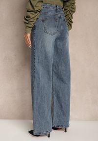Renee - Niebieskie Jeansy Dzwony High Waist Selphire. Stan: podwyższony. Kolor: niebieski. Długość: krótkie. Styl: retro