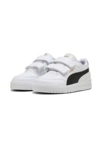 Puma - Dziecięce niskie sneakersy Shuffle Downtown PUMA White Black Gold. Okazja: na uczelnię. Kolor: czarny, biały, wielokolorowy, żółty. Sport: joga i pilates