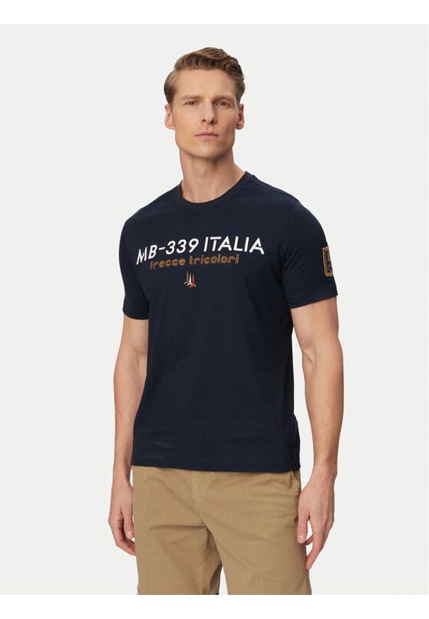 Aeronautica Militare T-Shirt 261TS2523UJ00682 Granatowy Regular Fit. Kolor: niebieski. Materiał: bawełna
