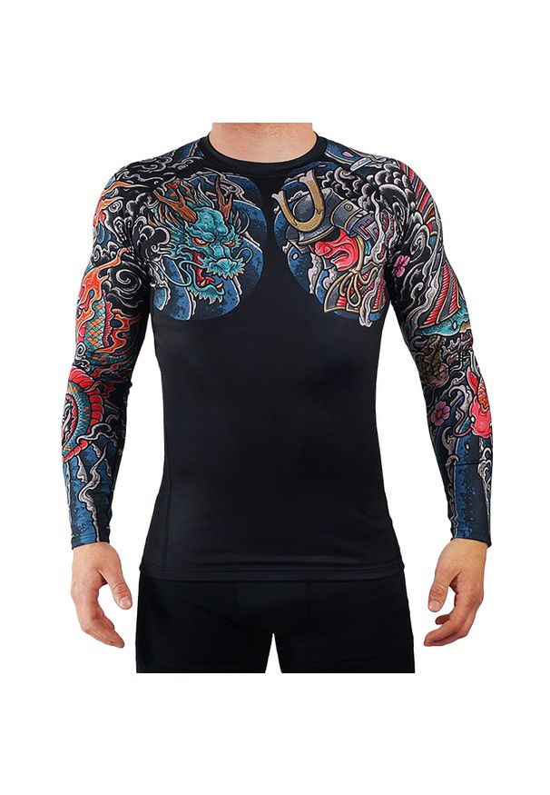 GROUND GAME - Rashguard do MMA męski Groundgame BUSHIDO 3.0 z długim rękawem. Kolor: wielokolorowy. Materiał: elastan, poliester. Długość rękawa: długi rękaw. Długość: długie