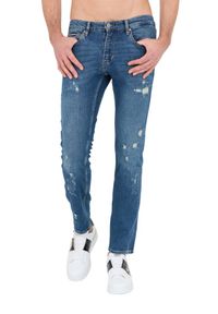 Just Cavalli - JUST CAVALLI Niebieskie męskie jeansy Slim, Rozmiar 33. Kolor: niebieski