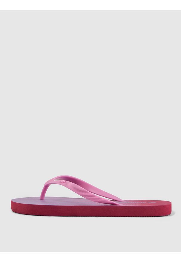 4f - 4F Japonki dziewczęce - fioletowe 37. Kolor: fioletowy. Materiał: guma. Wzór: gradientowy, paski, nadruk. Sezon: lato. Styl: wakacyjny