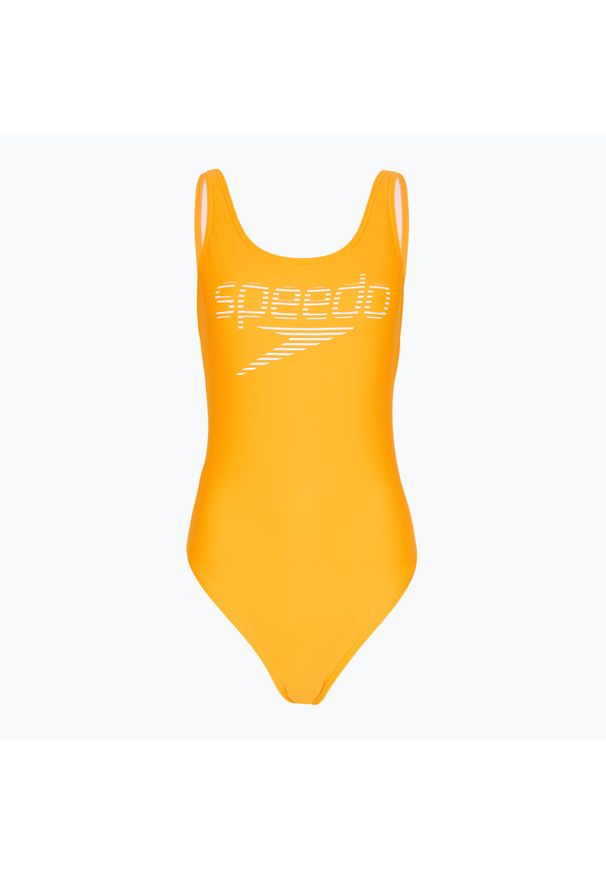Strój pływacki jednoczęściowy damski Speedo Logo Deep U-Back. Kolor: pomarańczowy, biały, wielokolorowy