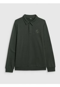 4f - 4F Bluza dresowa regular z kołnierzykiem męska - zielona XXL. Okazja: na co dzień. Typ kołnierza: kołnierzyk klasyczny. Kolor: zielony. Materiał: dresówka. Styl: klasyczny, sportowy, casual, elegancki