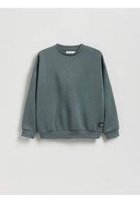 Reserved - Bluza oversize z nadrukiem - zielony. Kolor: zielony. Materiał: dzianina. Wzór: nadruk