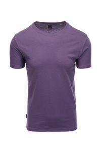 Ombre Clothing - T-shirt męski bawełniany BASIC - fioletowy V13 S1370 - XXL. Kolor: fioletowy. Materiał: bawełna. Styl: klasyczny