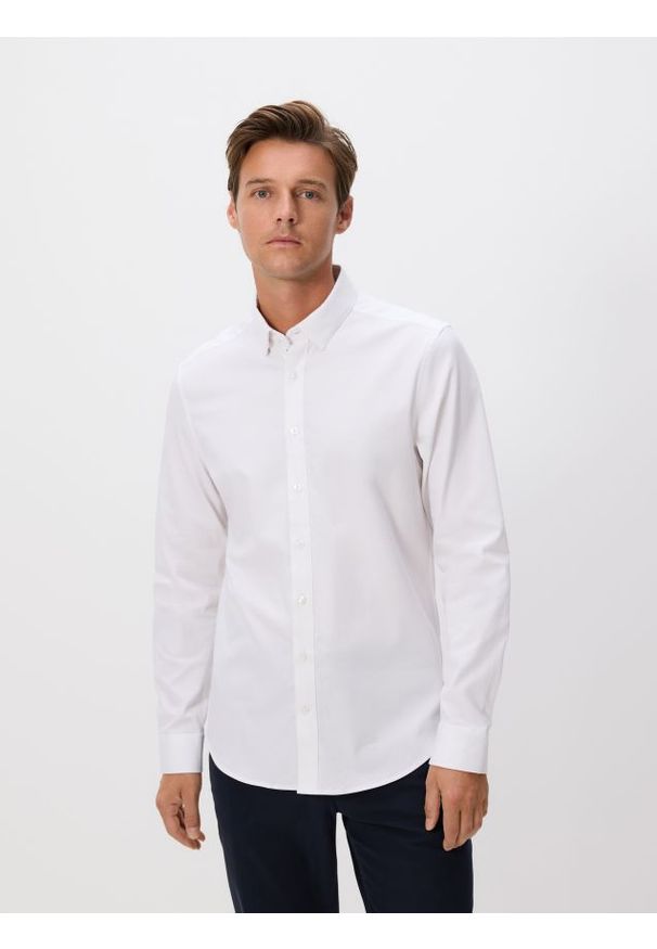 Reserved - Bawełniana koszula super slim fit - biały. Kolor: biały. Materiał: bawełna