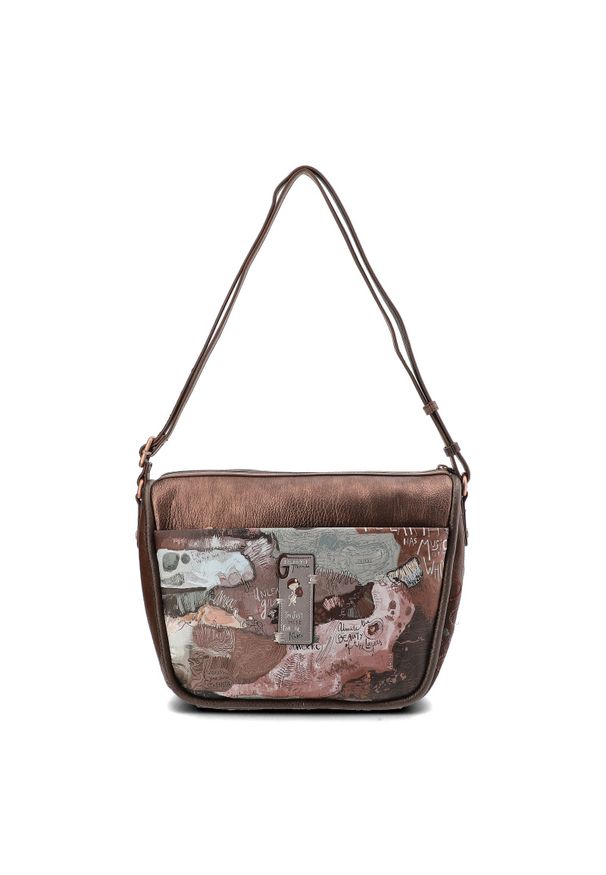 Brązowa Torebka Anekke Elegancka Listonoszka Damska Na Ramię. Kolor: brązowy. Wzór: aplikacja. Materiał: zdobione. Styl: elegancki. Rodzaj torebki: na ramię