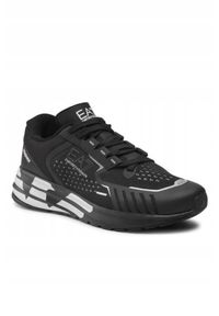 EA7 Emporio Armani - EA7 Czarne sneakersy męskie z białym logo. Kolor: czarny #7