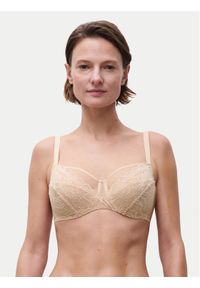 Chantelle Biustonosz z fiszbiną Floral Touch C94210 Beżowy. Kolor: beżowy. Materiał: syntetyk