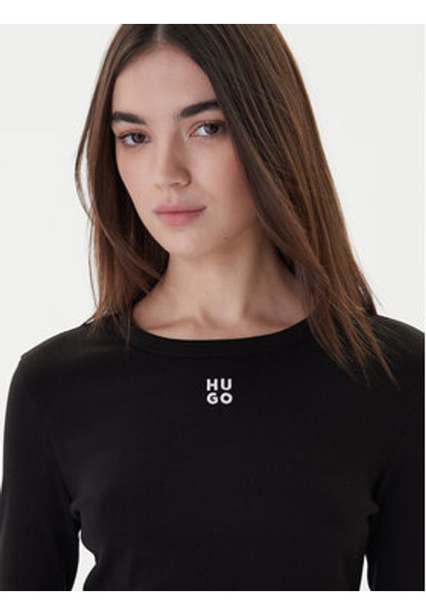 Hugo Sukienka codzienna Nemalia_1 50518385 Czarny Slim Fit. Okazja: na co dzień. Kolor: czarny. Materiał: bawełna. Typ sukienki: proste. Styl: casual