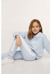 Mango Kids spodnie bawełniane dziecięce Jane wzorzyste. Kolor: niebieski. Materiał: bawełna