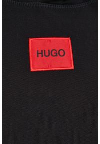 Hugo Bluza bawełniana 50458700 męska kolor czarny z kapturem z aplikacją. Okazja: na co dzień. Typ kołnierza: kaptur. Kolor: czarny. Materiał: bawełna. Wzór: aplikacja. Styl: casual #3