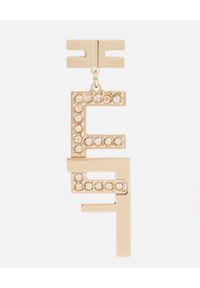 Elisabetta Franchi - ELISABETTA FRANCHI - Wiszące kolczyki z podwójnym logo. Materiał: złote, metalowe. Kolor: złoty. Wzór: aplikacja. Kamień szlachetny: kryształ #3